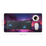 Purple Sun Palm Trees Vaporwave Cyber Large Gaming Mouse Pad Non-Slip Rubber Base Desk Mat Computer Accessories For Office & Gaming Setups 30X60Cm