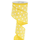 Yellow Polka Dot Burlap Ribbon Wired Edge Ribbon 2.5 Inch X 10 Yards Y