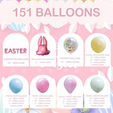151Pcs Easter Balloon Arch Kit, Pastel Bunny Balloon Garland Easter Decorations For Party Birthday