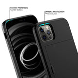 For 12/12 Pro Case With Card Holder Heavy Duty Protective Dual Layer Shockproof Hidden Card Slot Slim Wallet Cover For 12/12 Pro For Men&Women(Black)