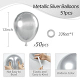 50pcs 12" Metallic Silver Balloons for Wedding, Birthday & Party Decor