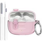 Clear TPU Protective Case with Carabiner for JBL Vibe Beam 2 Charging Case - Compatible with JBL Vibe Beam 2/Beam/Vibe 200TWS - Pink
