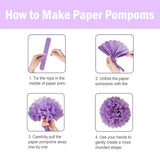 Tissue Paper Pom Poms 12 Pcs Pink Lavender Flower Balls Party Decor