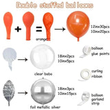 Orange & Silver Balloon Arch Kit: Double Stuffed Latex Balloons