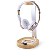 Avantree TR902 - Universal Wooden & Aluminum Headphone Stand Hanger with Cable Holder, Sturdy Desk Headset Mount Rack