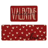 Red Love Heart Hello Valentine'S Kitchen Mats Set Of 2, Home Decor Low-Profile Kitchen Rugs For Floor - 17X29 And 17X47 Inch