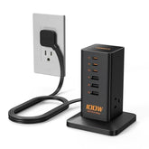 Charging Station Pd 100W, 9-In-1 Usb C Power Strip For Iphone 16/15, Macbook, Tablet, Desktop Phone Fast Charger With 3 Ac, 3 Usb-A Ports, Home Drom Office Accessories