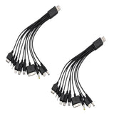 2 Pack (7.87Inch) 10 In 1 Universal Usb Cable, Multiple Universal Charging Cable For Cell Phones Blutooth Earphone Speaker Adapter Cable, 7.87Inch