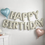 16 Inch White Sand Happy Birthday Foil Letter Balloons Banner Party Decor