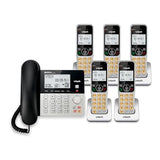 Vg208-5 Dect 6.0 5-Handset Corded/Cordless Phone For Home With Answering Machine, Call Blocking, Caller Id, Large Backlit Display, Duplex Speakerphone, Intercom, Line-Power Backup(Silver/Black)