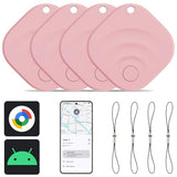 2025 Upgraded Android Air Tracker 4 Pack, Bluetooth Tracker For Android Phones, Compatible With Google Find Hub Device, Item Locator For Keys, Luggage, Backpack, Travel, Pink