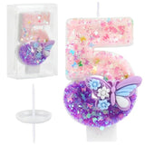 Birthday Number Candles Pink And Purple Butterfly Birthday Candles For Cake Glitter Number 5 Candle Cake Topper With Sequins For Girls And Women Anniversary Celebrations Supplies