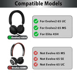 Replacement Ear Pads Cushions For Jabra Evolve2 65 (65Ms 65Uc Usb)/Evolve2 40 (40Uc 40Ms Usb)/Elite 45H Headset (Black)