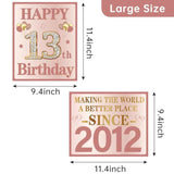 Sweet 13Th Birthday Decorations For Girls, 9Pcs Pink Rose Gold 2012 Birthday Banner Signs For Walls Doors Windows Yard Garden Party Supplies, 13 Years Old Bday Table Toppers Photo Props Decor