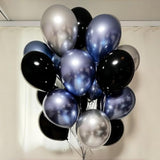 Blue And Silver Black Balloons, Pearl Navy Blue Black Metallic Silver Dark Blue Star Confetti Latex And Foil Star Balloons Set For Boy Men Galaxy Space Birthday Graduation Wedding Party Decorations
