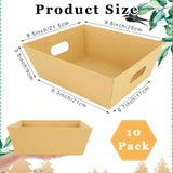 10 Pcs Sturdy Diy Bulk Gift Baskets, Basket For Gifts Empty, Kraft Market Tray Cardboard Basket With Handles, Gift Basket With Paper Shred Filler Kit For Valentines Christmas Weddings