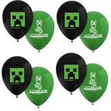 Minecraft Pack Of 8 Party Balloons Diameter 21 Cm, Printed, Green, Black, Latex Balloons, Birthday, Decoration