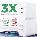 Usb C Charger Block, 40W Dual Port Fast Charger 20W Type C Charging Block 3.1A Usb Wall Charger Dual Port Pd+Qc Charging Cube For Iphone 15 16 14 13 12 11 Pro Max Xs, Ipad, Samsung Phone, Tablet