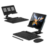 For Samsung Galaxy Z Fold 7/6/5/4/3/2, Set Include Mini Wireless Bluetooth Keyboard, Mouse, Comfortable & Adjustable Phone Stand, Capacitance Pen, S Pen Holder, Easy To Carry - Black