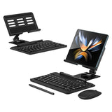 For Samsung Galaxy Z Fold 7/6/5/4/3/2, Set Include Mini Wireless Bluetooth Keyboard, Mouse, Comfortable & Adjustable Phone Stand, Capacitance Pen, S Pen Holder, Easy To Carry - Black