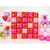 Pink Red Double Sided Square Foil Balloons Wall, 19 Inch Chrome Hot Pink Red Foil Balloons Tunnel Arch Kit For Girl Birthday Strawberry Valentine Theme Party Wedding Mother'S Day Decorations