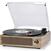 Vinyl Record Player With Speakers Vintage Turntable Vinyls Records Belt-Driven Turntables Support 3-Speed Wireless Playback Headphone Aux Rca Line Lp Vinyl Players For Sound Enjoyment Retro Wood Cyan