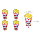 4 Pcs Popcorn Foil Balloons Birthday Party Snacks Theme Decorations