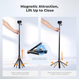 142cm/55.9" Telescopic Selfie Stick Tripod for Action Camera, 2-in-1 Portable Stand Handle Stick Pole for GoPro Hero 13/12/11/10/9/8, DJI Osmo Action