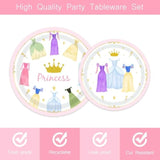96Pcs Princess Birthday Party Paper Plates And Napkins For Girls Princess Party Disposable Tableware Dinnerware Set Fairytale Dinner Dessert Plates Party Supplies For 24 Guests
