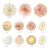 21-Pcs Champagne Gold & Beige Boho Fall Birthday Décor Set