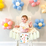 One Banner Embroidery First Birthday High Chair Butterfly Fairy Girl Highchair Banner Happy 1St Party One Year Old Wildflower