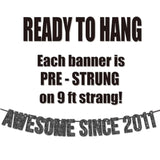 Pre-Strung Awesome Since 2011 Banner For 14Th Birthday Party Decoration,Happy 14Th Men Women Birthday Party Banner,Handmade - Black