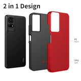 Tcl 50 Le/K23/K24 Case With Screen Protector, Dual Layer Heavy Duty Protection, Slim Fit, Red, Shockproof, Anti-Fingerprint, Anti-Yellowing