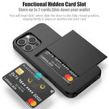 iPhone 16 Pro Max Case with Hidden Card Slot, Shockproof Dual Layer Wallet Cover