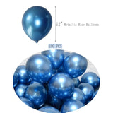 100Pcs 12-Inch Chrome Metallic Blue Latex Balloons Party Decorations