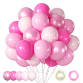 60pcs Pink Balloons 12in Metallic Chrome Pearl Hot Pink Latex for Birthday Party Decor