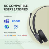 BH70 Mono Teams Wireless Headset with Mic for Work, Microsoft Teams Certified Bluetooth Headphone for 35h Calling, 91g All-Day Wearing Comfort,