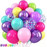 Pink Blue Purple Balloon,50 Pcs 12 Inches Hot Pink Metallic Purple Teal Yellow Green Balloons Confetti Balloons For Kids Magic Theme Birthday Decoration Baby Shower Engagement Party Decor