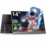 Portable Monitor 14" Kickstand Portable Monitor For Laptop, Ultra Slim Built-In 180° Adjustable Stand, Second Screen For Laptop, Desktop, Tablet, Phone, Xbox, Ps4/Ps5, Geekom.