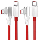 For Supervooc Charging Usb C Cable 125W For Oneplus 10T 9 Pro Nord 2T 8T 7T 65W Warp Dash Charge 6Ft Type-C Cable Right Angle Pd Fast Charging Data Transfer Cord For Iphone/Samsung/Google 2-Pcs