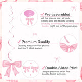 20Pcs Pink Bow Hanging Swirls, Girl Birthday Baby Shower Bachelorette Decor