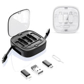 Retractable Usb C Cable, Fast Charging Cord Type C 60W 3Ft, 6 In 1 Charging Cord Organizer Travel Case, Usb C To Usb Adapter, Sim Card Removal Tool, College Essentials (2 Pack In Black & White)