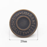 20Mm Replacement Jean Buttons 12 Sets Combo Copper Tack Buttons