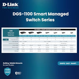 Ethernet Switch, 8 Port Smart Managed Gigabit Desktop Eee Network Internet (Dgs-1100-08V2)
