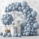 129Pcs Dusty Blue Balloons Different Sizes 18 12 10 5 Inch Latex Haze Blue Balloon Garland Arch For Party Decoration Birthday Wedding Engagements Anniversary Baby Shower Party Supplies