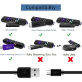 Wall Charger Power Cord Cable For Roku Streaming Stick, Roku Express Plus, Roku Premier/Plus, Roku Voice Remote Pro Micro Usb Adapter Charging Cable Cord
