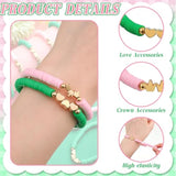 24 Pcs Pink Green Witch Party Favors Gifts Bracelets Polymer Clay Beaded Friendship Bracelets For Witch Party Gifts