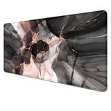 Extended Large Gaming Mouse Pad With Stitched Edges, Pink Black Gold Marble Desk Mat, Non-Slip Xl Computer Big Mouse Pad With Keyboard Pad For Work, Gamer, Office, Home - 35.4 X 15.7 In