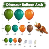 112PCS Retro Dinosaur Balloon Garland Kit - Green Orange Brown for Jungle Party