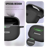 3 in 1 Protective Case Cover for Raycon Everyday Earbuds 2024 Edition with Cleaner Kit and Carabiner, Black